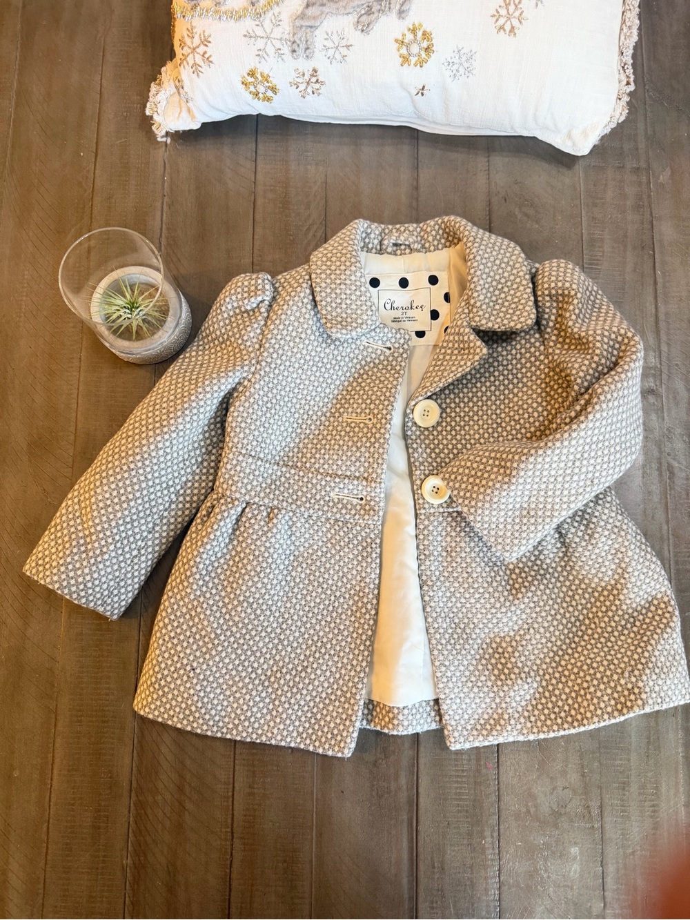 Cherokee Cream Textured Girls' Peacoat
